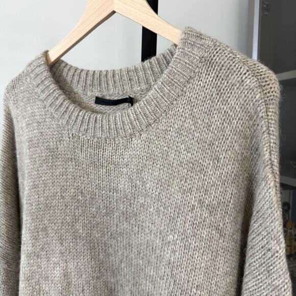 Jenni Kayne Baby Alpaca Cocoon Crewneck Oatmeal Tan Sweater 2X NEW Tan Oversized - Picture 4 of 8